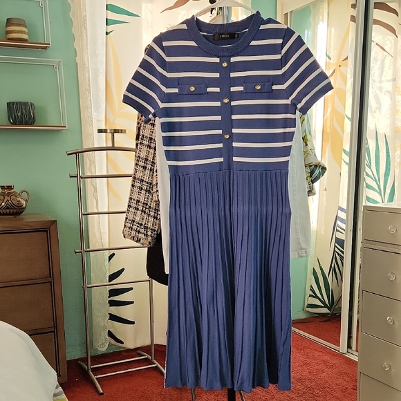 ZESICA Blue Striped Midi Dress - Picture 4 of 8